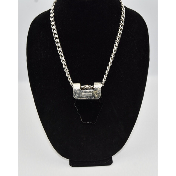 J Jansen Brutalist Onyx Gold & Silver Plated Austrian Crystal Statement Necklace - Picture 6 of 6